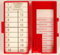 Nadel und Klingensammler, Schaumstoff / Haftstreifen, 20 - 40 Zählfelder, mit Klingenentferner